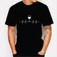 Wine Heartbeat Print Tees T-Shirt for Men