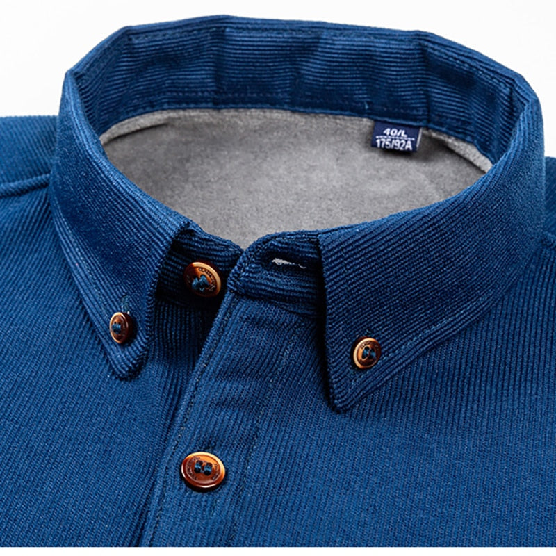High-quality Soft Warm Winter Men's Plaid Corduroy Shirt