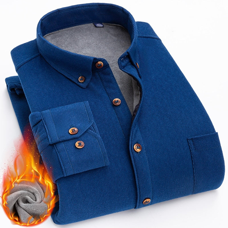 High-quality Soft Warm Winter Men's Plaid Corduroy Shirt