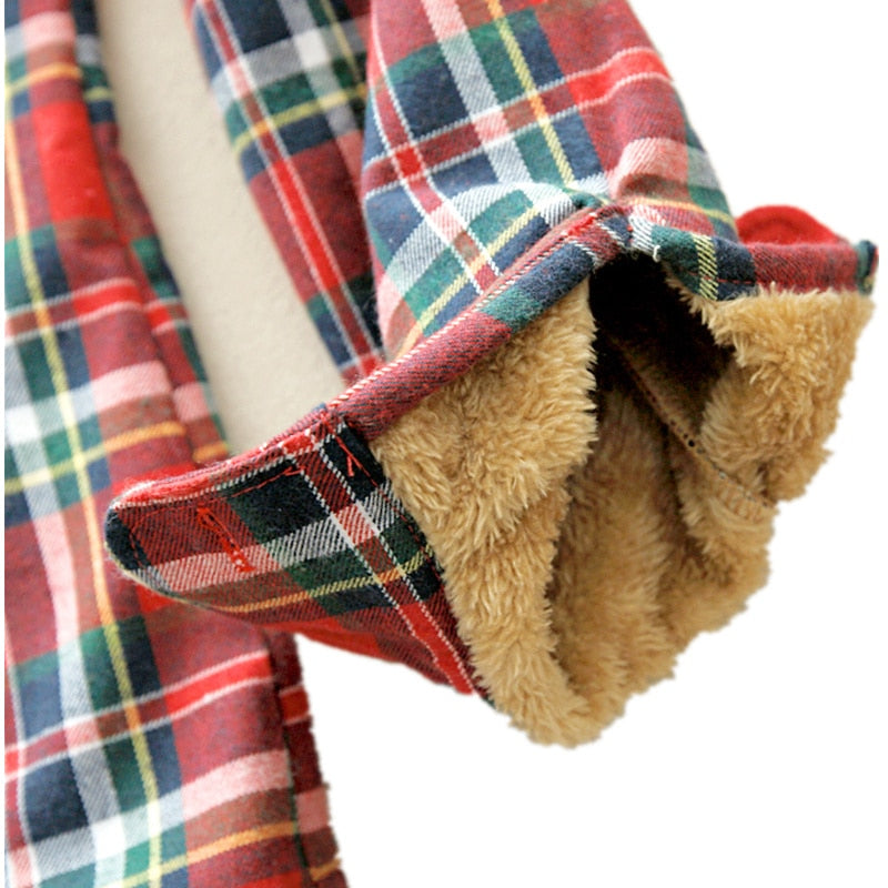 High-quality Soft Warm Winter Women's Plaid Shirt