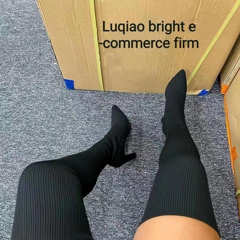 New Thigh Knitted Elastic Socks Long Boots