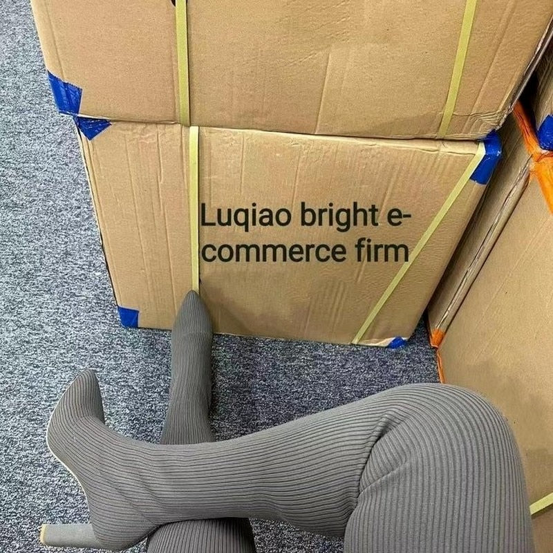 New Thigh Knitted Elastic Socks Long Boots