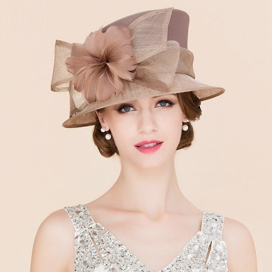 Elegant Linen Wide Brim Party Hat