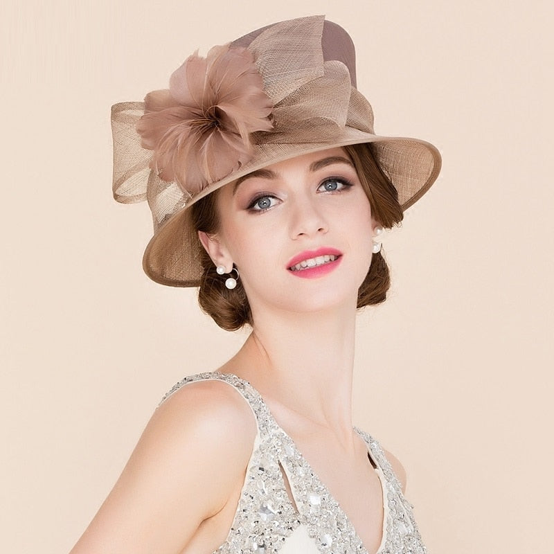 Elegant Linen Wide Brim Party Hat