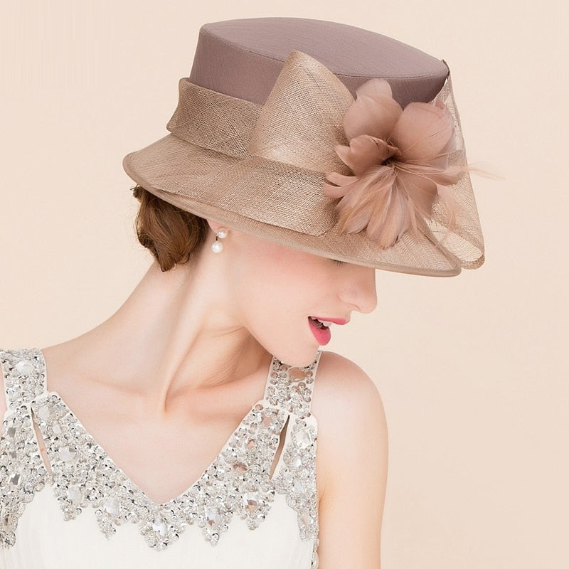 Elegant Linen Wide Brim Party Hat