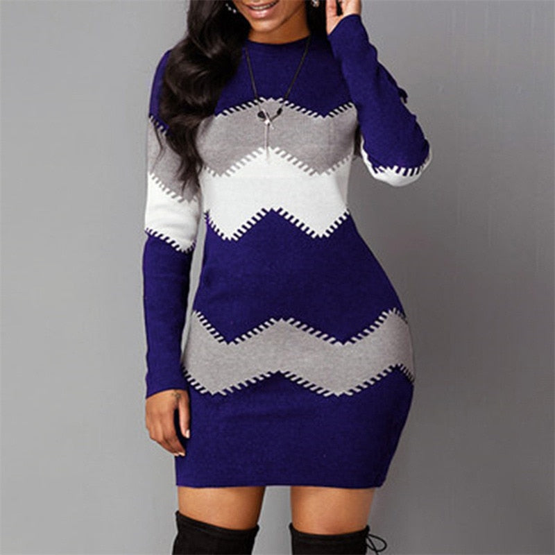 O Neck Warm Sweater Bodycon Dress