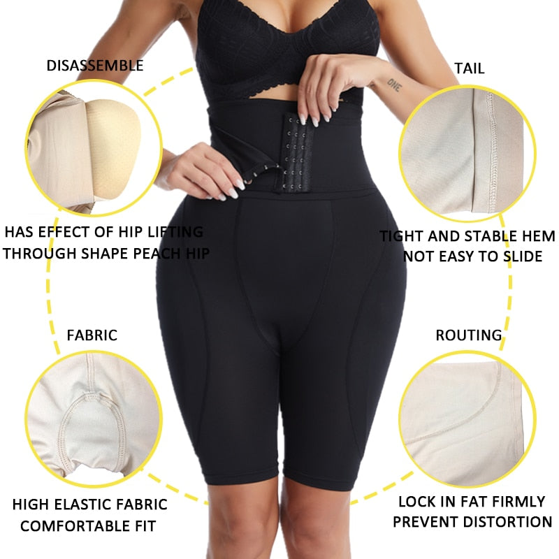 Hip Padded High Waist Trainer Shapewear With Hook Body Shaper