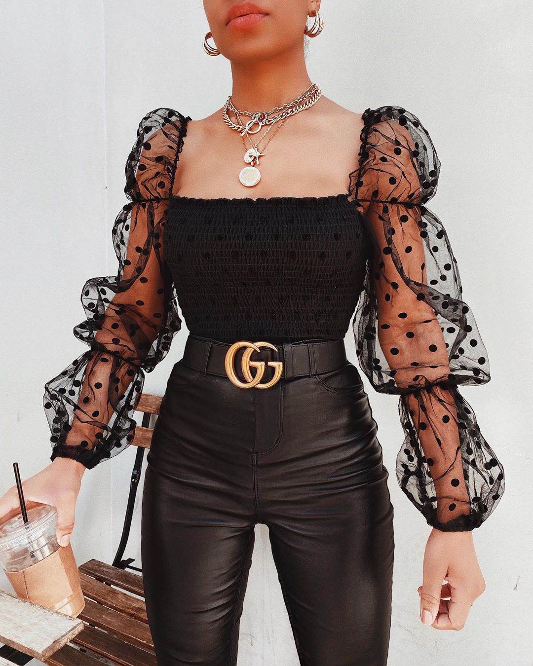 See-through Long Sleeve Crop Top for Women