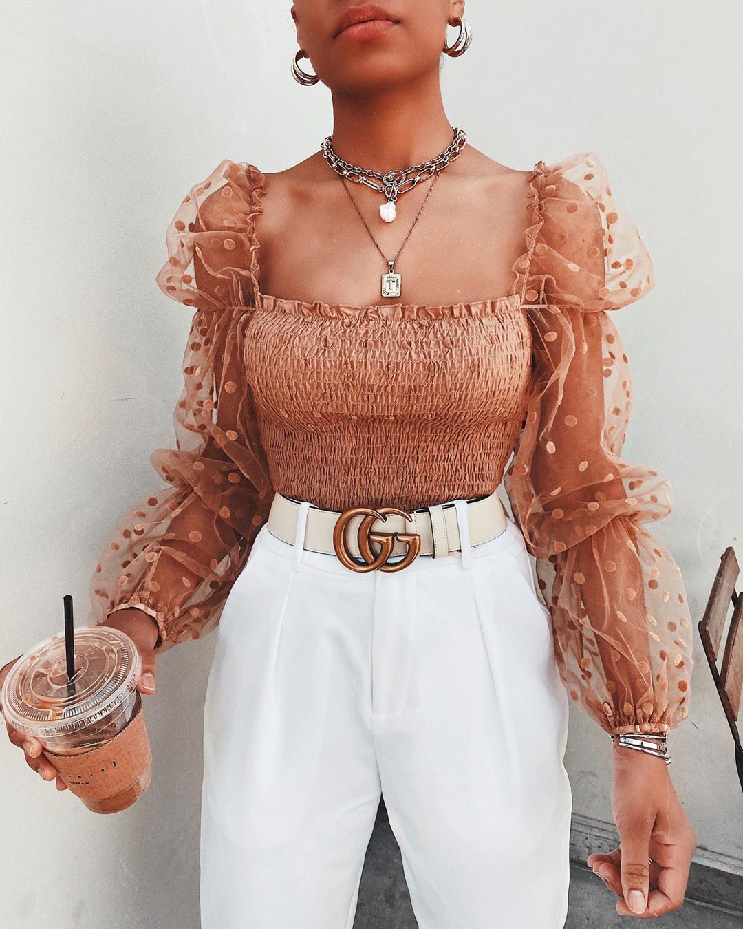 See-through Long Sleeve Crop Top for Women