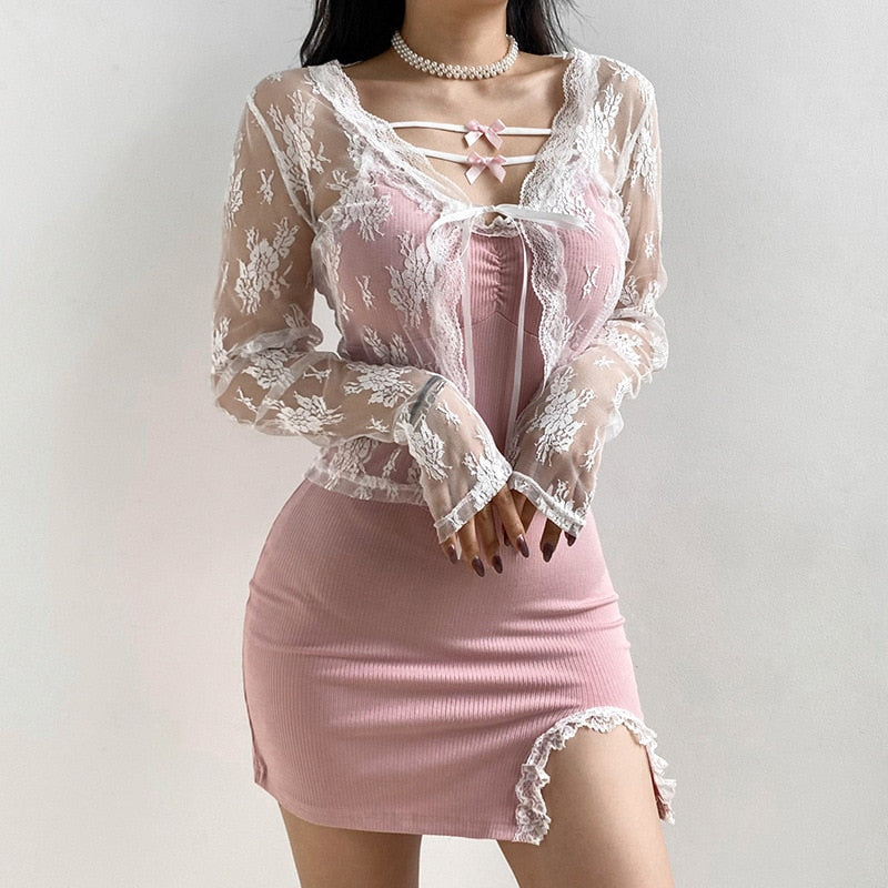 Lace Cardigan Vintage Top for Women