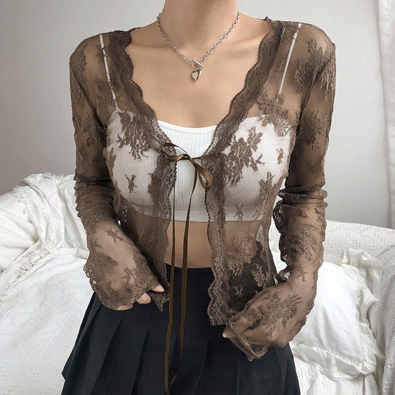 Lace Cardigan Vintage Top for Women