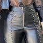 Pu Leather Zipper Design Skinny High Waist Pants