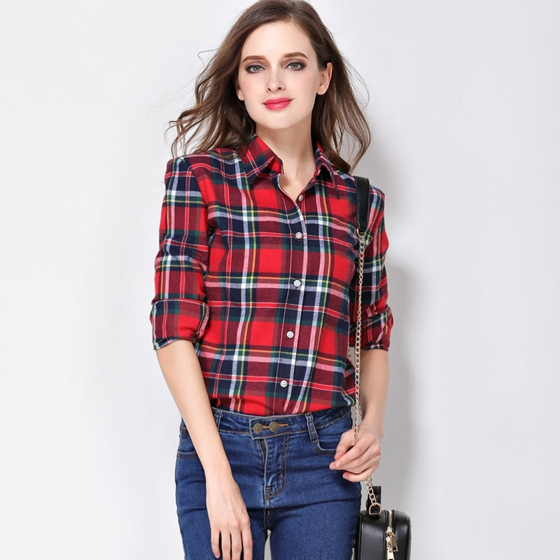 High-quality Soft Warm Winter Women's Plaid Shirt