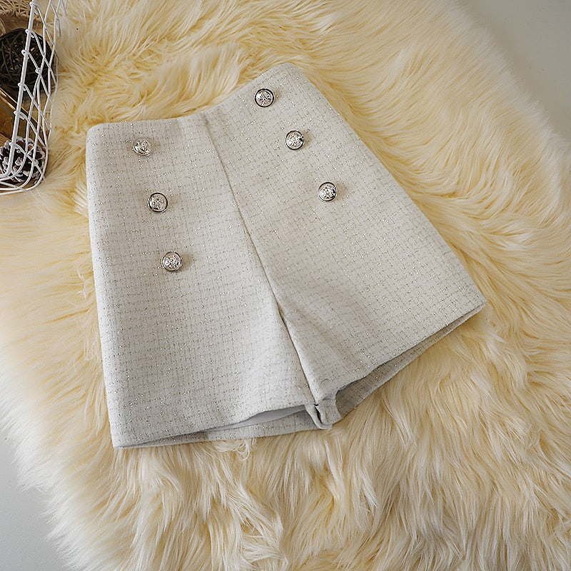 High Waisted Woolen Short for Women