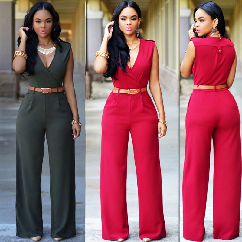 High waist v neck Jumpsuit for Women