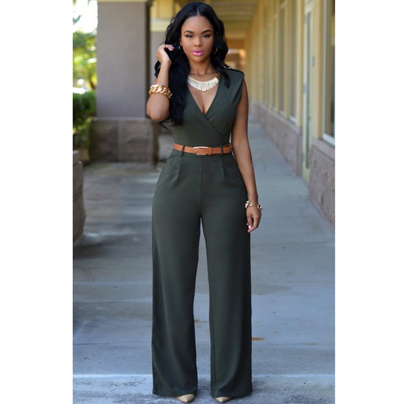 High waist v neck Jumpsuit for Women