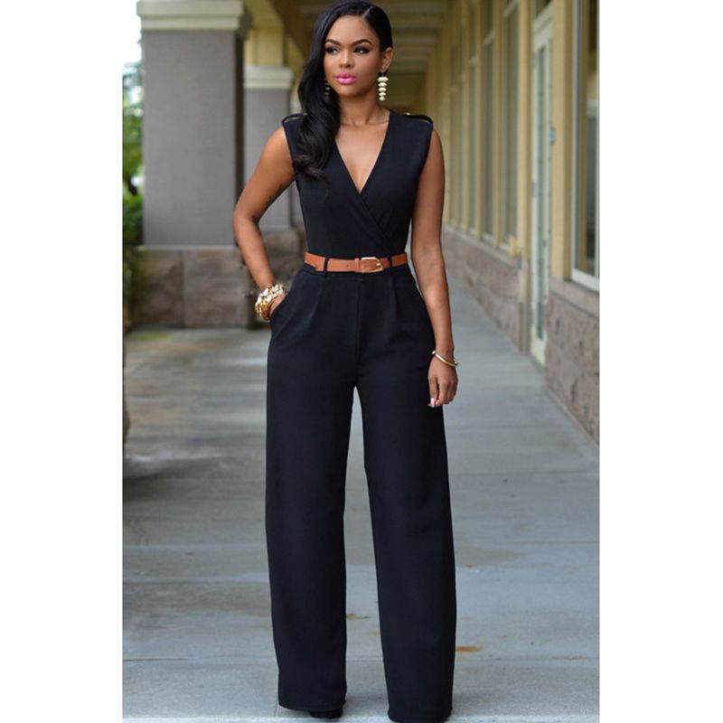 High waist v neck Jumpsuit for Women