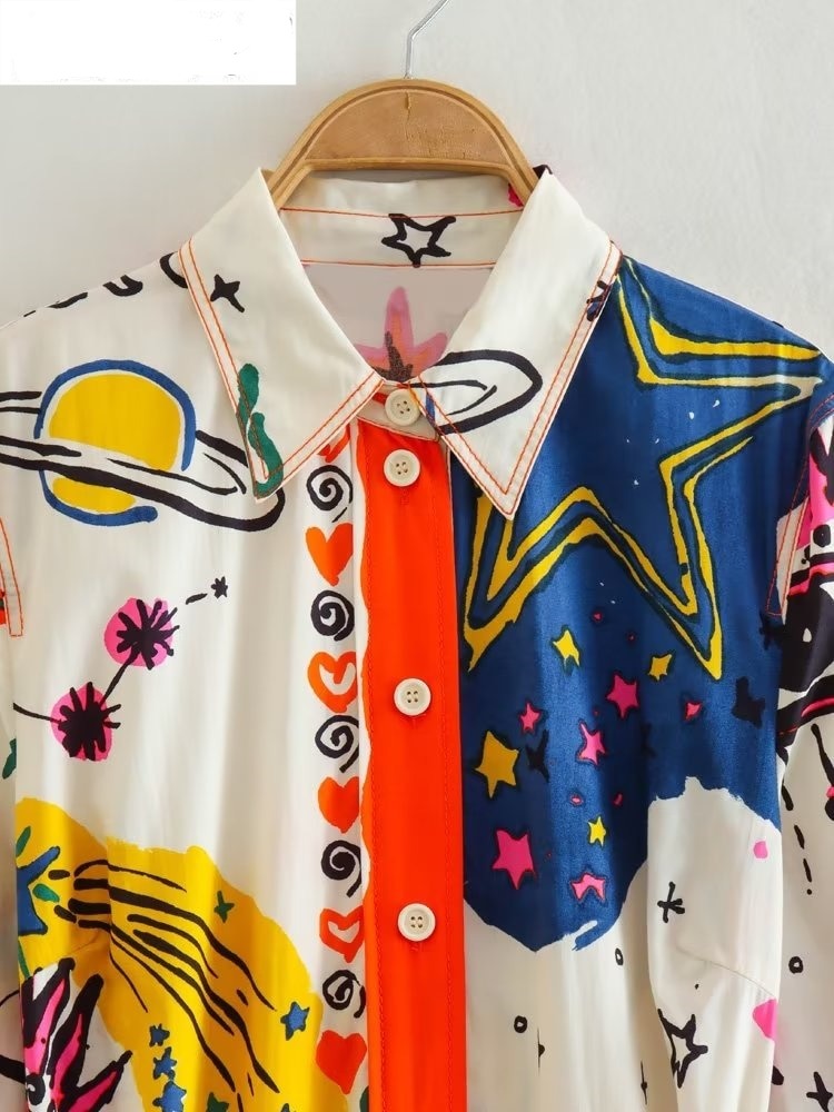 Vintage Graffiti Floral Print Dress