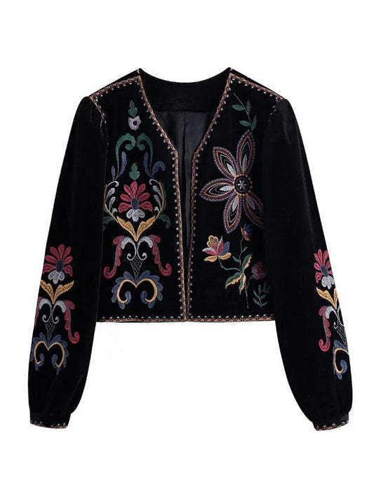 Vintage Flower Embroidery Top for Women