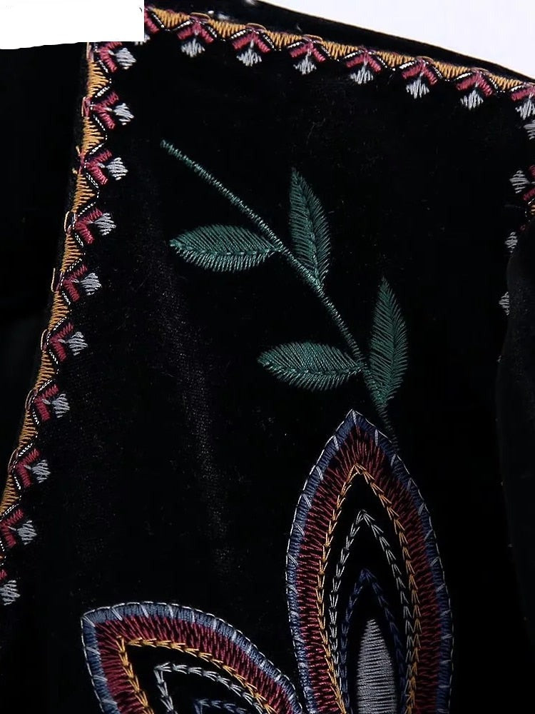 Vintage Flower Embroidery Top for Women