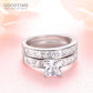 925 Sterling Silver Princess Zircon Wedding Ring Set