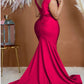 Elegant Evening Dress Long Party Gown Sexy Deep V Sleeveless Mermaid Bodycon Maxi