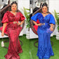 Elegant African Party Dresses for Women Dashiki Ankara Sequin Wedding