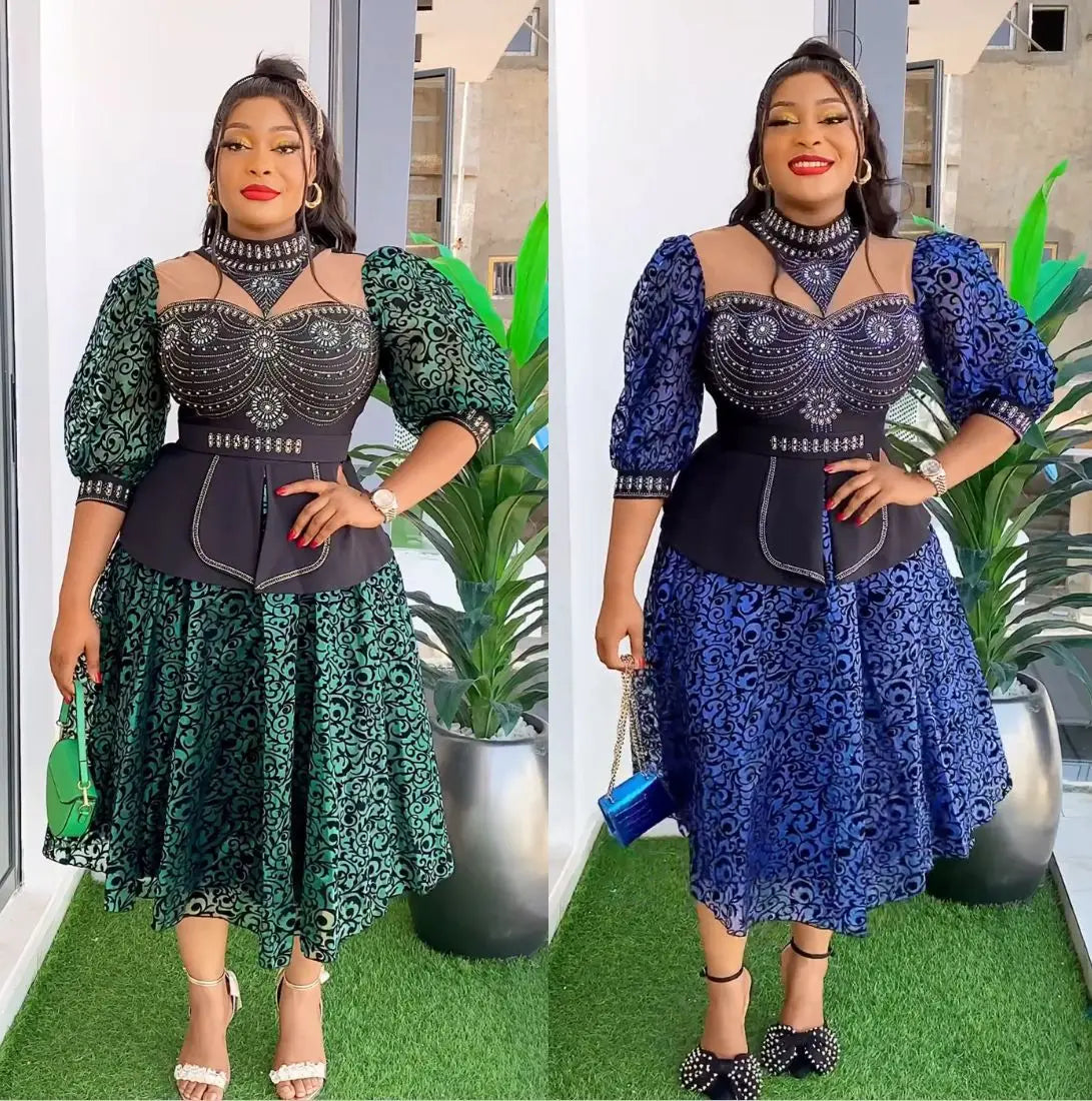 Elegant African Wedding Party Dresses for Women 2024 Plus Size Dashiki Ankara