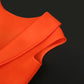 Orange Party Dress Sexy Backless Big Bow Short Sleeve Elegant bodycon