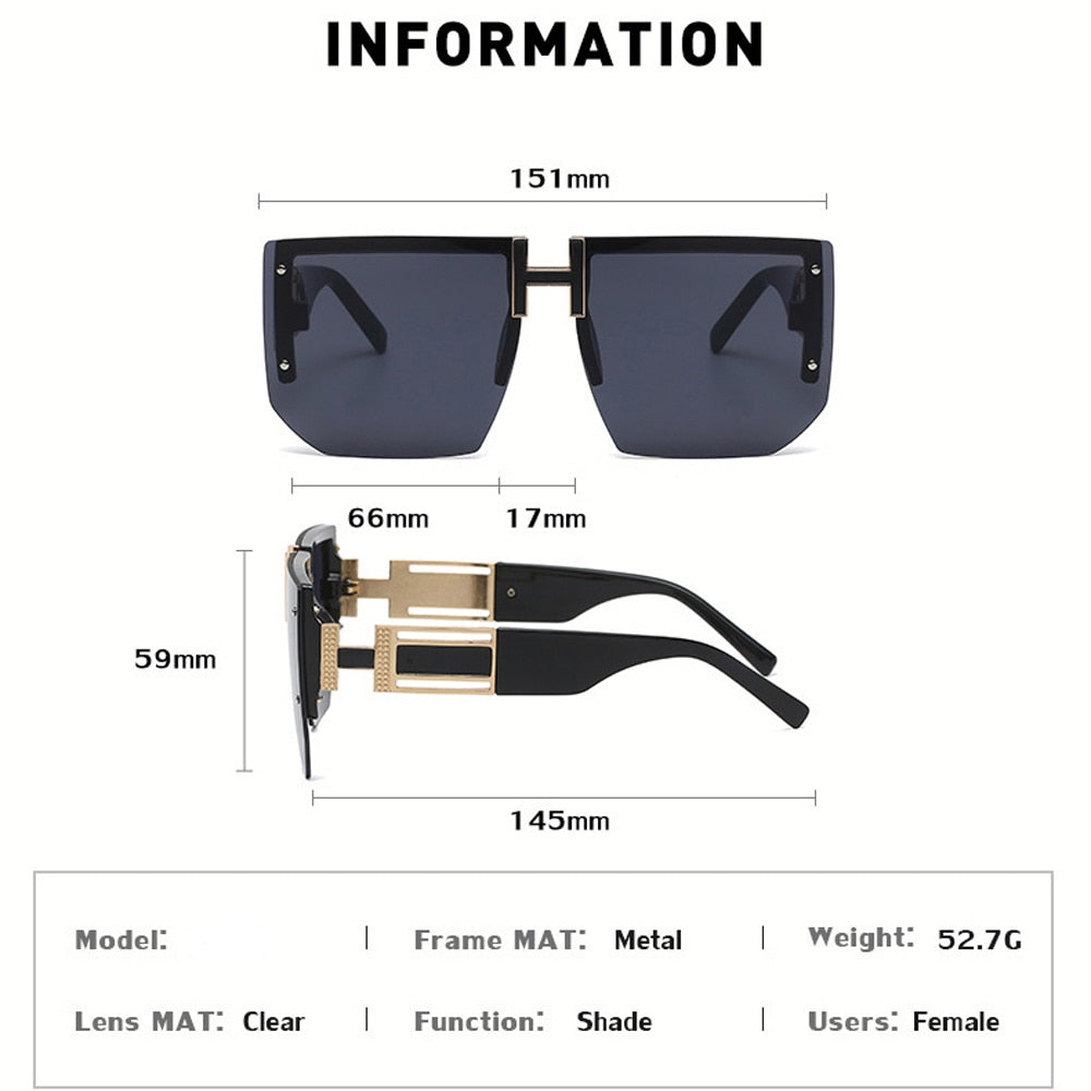 Rimless Square Frame Luxury Sunglasses UV 400