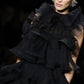 New Trend Black Fluffy Tiered Long Women Dress To Party Straight Layered