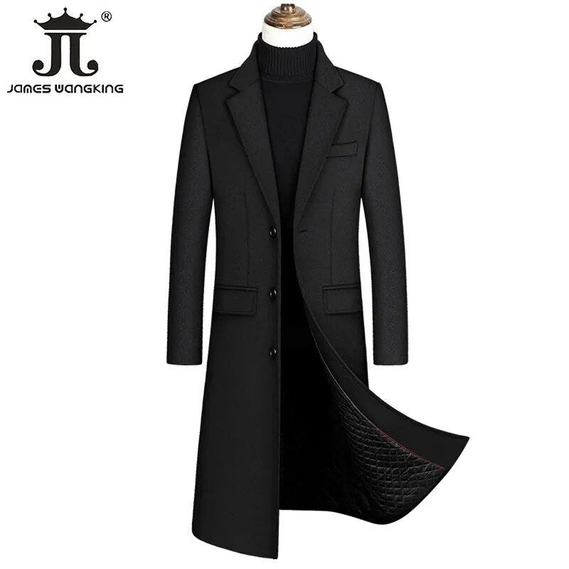 Long Wool Trench Coat Male Jacket