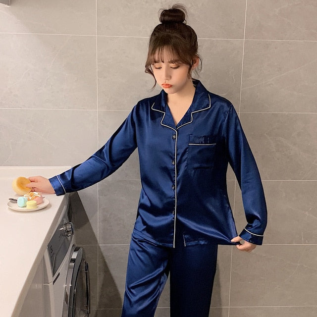 Sleepwear Silk Satin Pajama