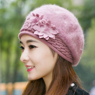 Elegant Knitted Hat Fur Cap