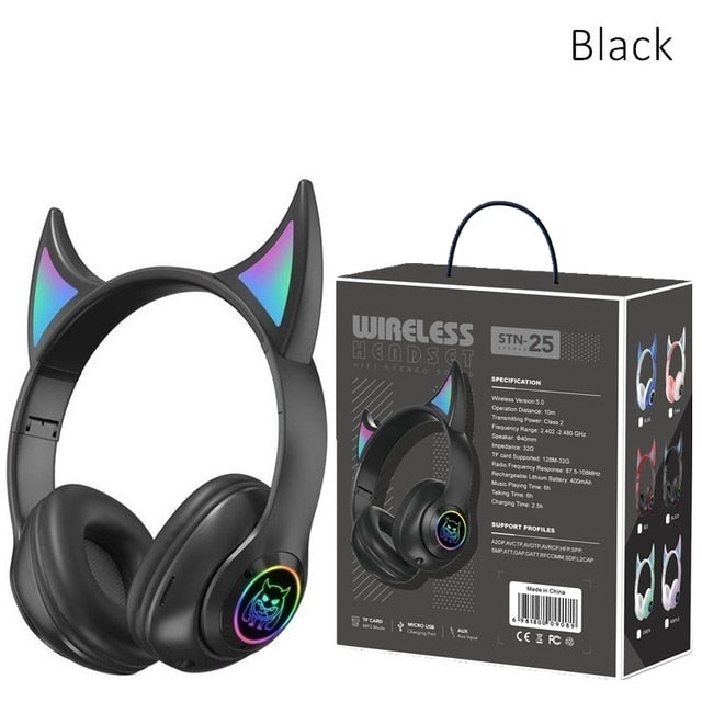 Devil Bluetooth Wireless Headphones Headset Flashing Light