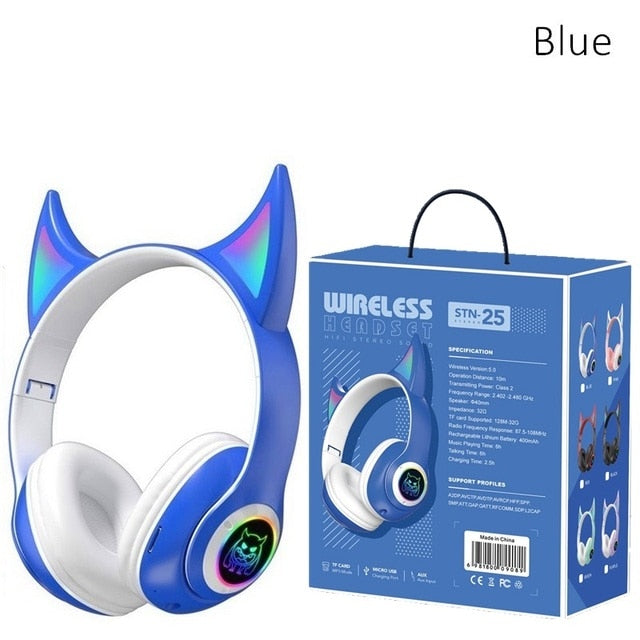 Devil Bluetooth Wireless Headphones Headset Flashing Light