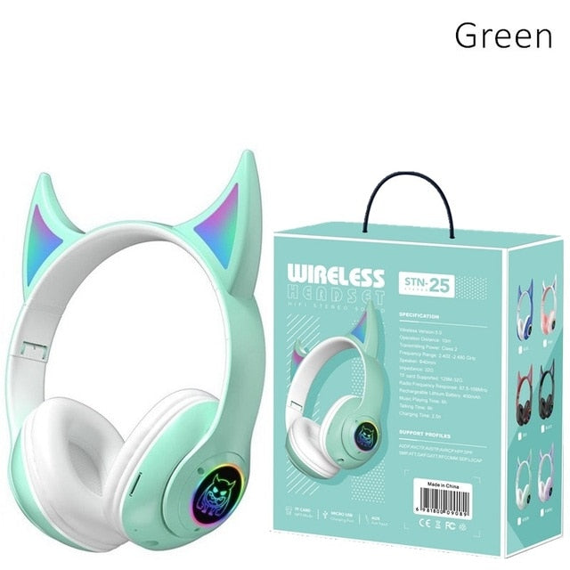 Devil Bluetooth Wireless Headphones Headset Flashing Light