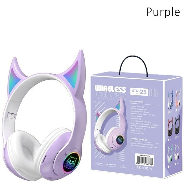 Devil Bluetooth Wireless Headphones Headset Flashing Light