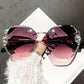 Luxury Brand Design Vintage Rimless Sunglasses Women Men Fashion Gradient