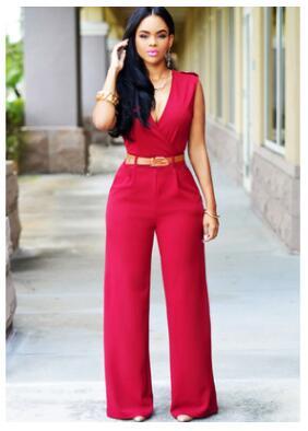 High waist v neck Jumpsuit for Women