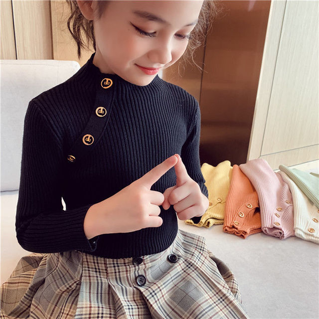 Turtleneck Knitted Sweater Top for Girls