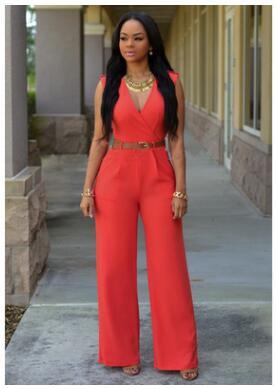 High waist v neck Jumpsuit for Women