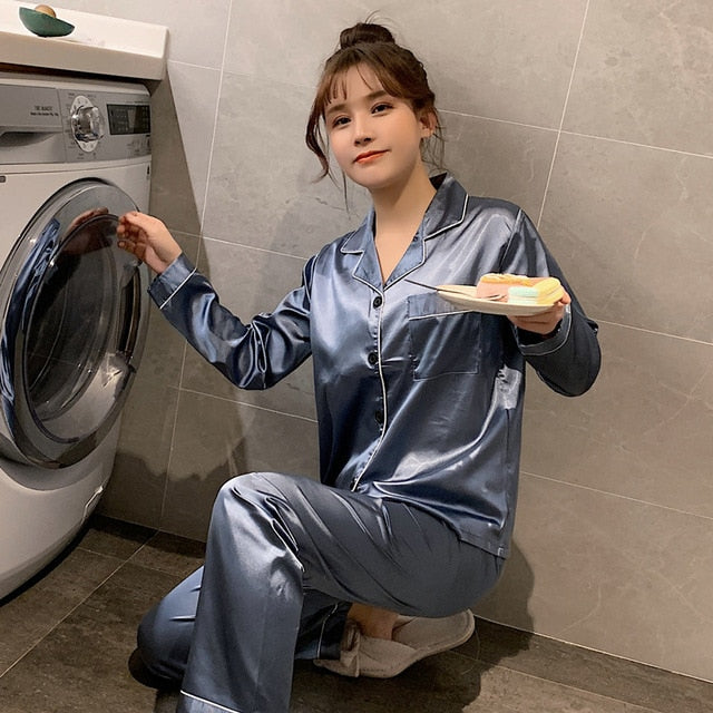 Sleepwear Silk Satin Pajama
