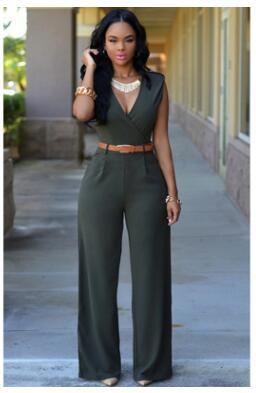 High waist v neck Jumpsuit for Women
