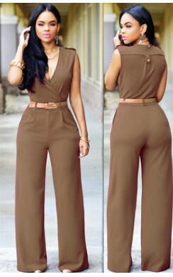 High waist v neck Jumpsuit for Women