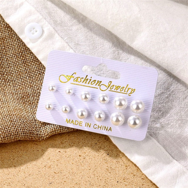 Gold Color Geometric Round Earrings Set For Women