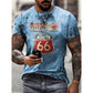 vintage Oversized America Route 66 Letters Printed O Collared T-Shirt