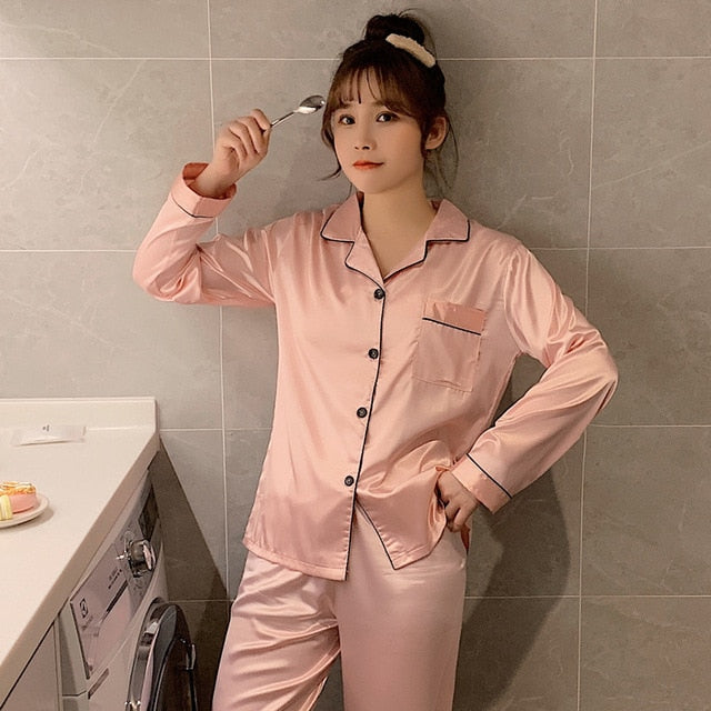 Sleepwear Silk Satin Pajama
