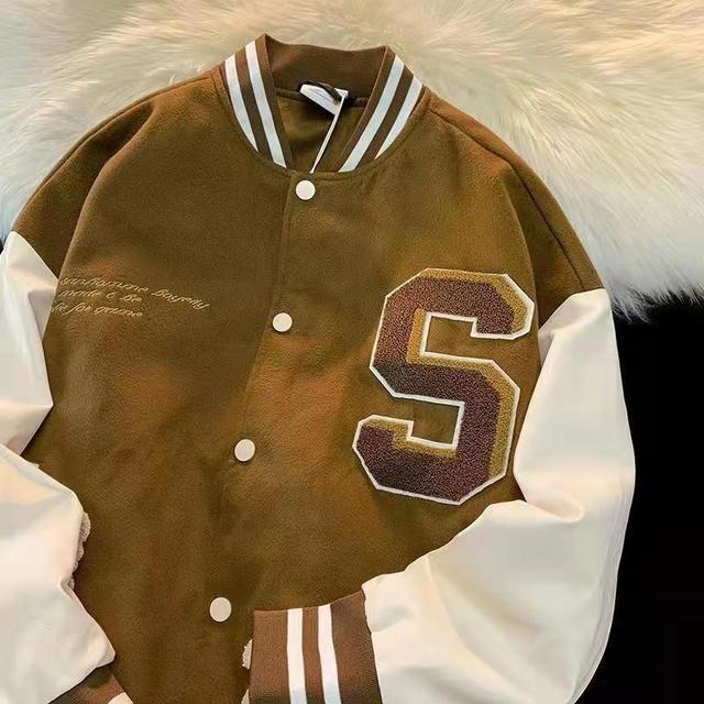 Spring and autumn base ball retro green bomber jacket embroidery trend couple