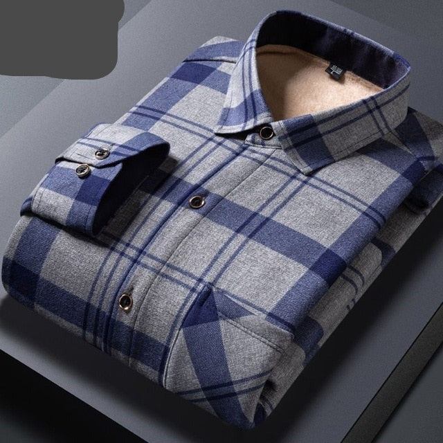 High-quality Soft Warm Winter Men's Plaid Shirt